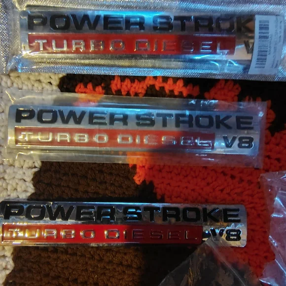 Turbo Diesel V8 Emblem Set - Red and Silver